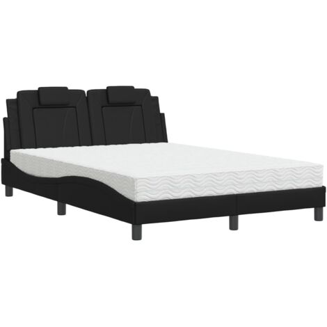 vidaXL Letto Viana con Materasso Nero 140x190 cm in Similpelle (1/5)
