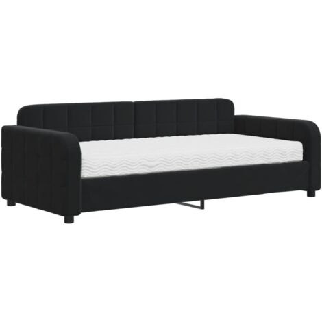 vidaXL Divano Letto con Materasso Nero 90x190 cm in Velluto (1/5)