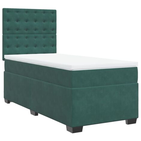 vidaXL Giroletto a Molle con Materasso Verde Scuro 90x190 cm Velluto (1/5)