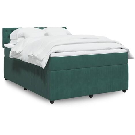 vidaXL Giroletto a Molle con Materasso Verde Scuro 140x190 cm Velluto
