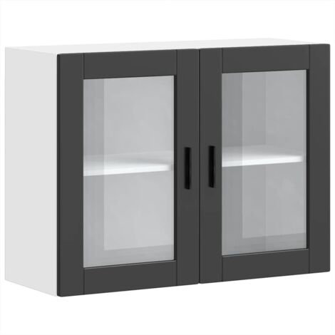 vidaXL Pensile da Cucina con Porta in Vetro Porto Nero