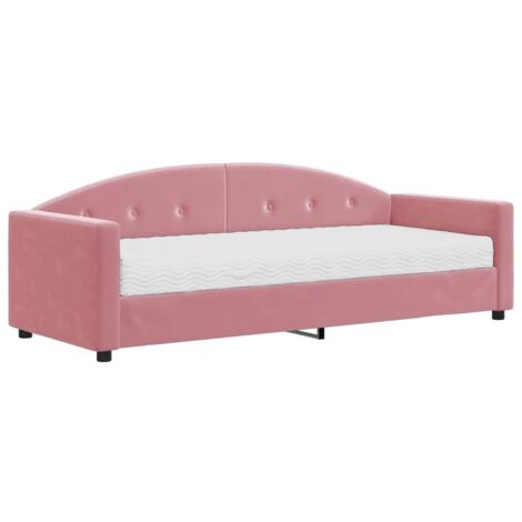 vidaXL Divano Letto con Materasso Rosa 80x200 cm in Velluto (1/5)