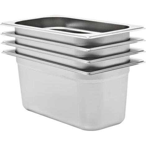 vidaXL Contenitori Gastronorm 4 pz GN 1/3 150 mm in Acciaio Inox