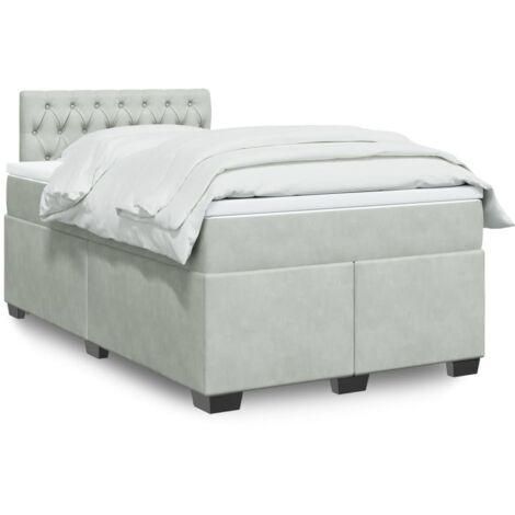 vidaXL Giroletto a Molle con Materasso Grigio Chiaro 120x190cm Velluto