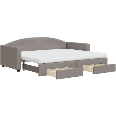 vidaXL Divano Letto Estraibile con Cassetti Tortora 90x200 cm Tessuto