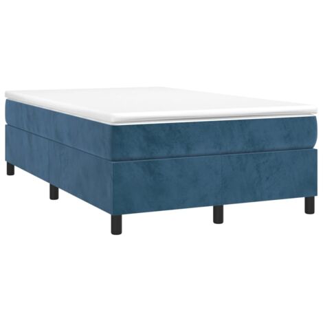 vidaXL Giroletto a Molle con Materasso Blu Scuro 120x190 cm in Velluto