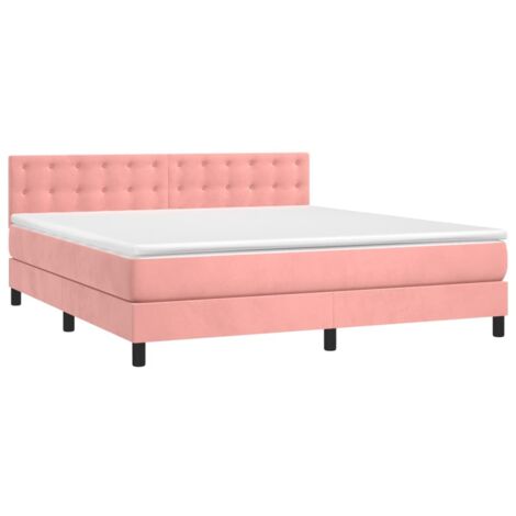 Giroletto a Molle con Materasso Rosa 180x200 cm in Velluto vidaXL (1/5)