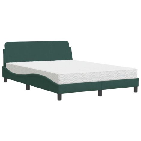 vidaXL Letto con Materasso Dover Verde Scuro 140x200 cm in Velluto (1/5)