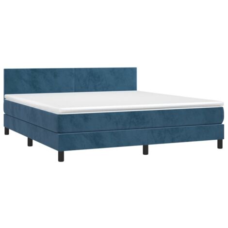vidaXL Letto a Molle con Materasso e LED Blu Scuro 180x200 cm