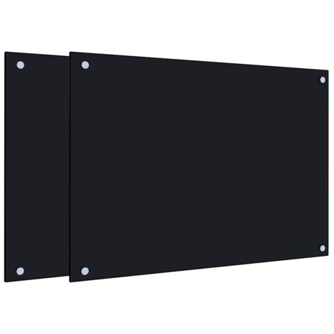 vidaXL Paraschizzi per Cucina 2 pz Neri 70x50 cm in Vetro Temperato