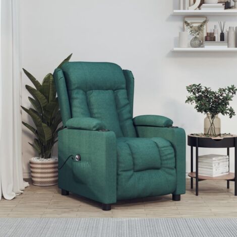 Poltrona Elettrica Reclinabile Verde Scuro in Tessuto vidaXL