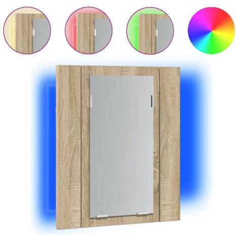 vidaXL Armadietto a Specchio con Luci LED Rovere Sonoma in Acrilico
