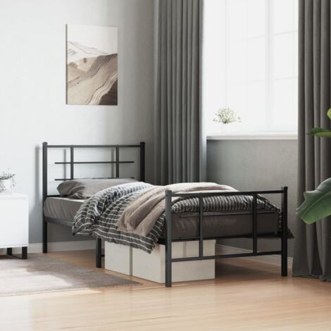 vidaXL Giroletto con Testiera e Pediera Metallo Nero 90x200 cm (1/5)