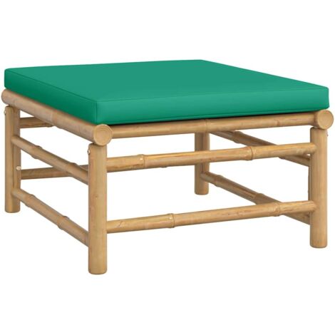vidaXL Poggiapiedi da Giardino con Cuscino Verde in Bambù