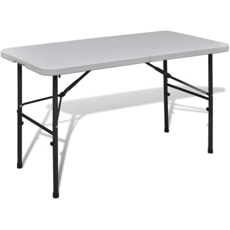 vidaXL Tavolo Pieghevole da Giardino 122 cm in HDPE Bianco (1/5)