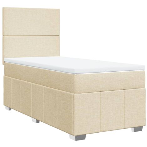 vidaXL Giroletto a Molle con Materasso Crema 90x200 cm inTessuto