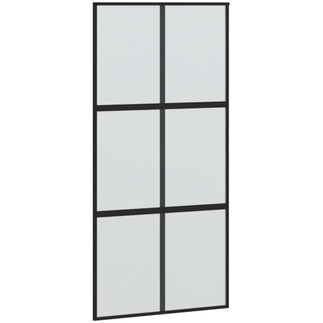 vidaXL Porta Scorrevole Nera 102,5x205 cm Vetro Temperato e Alluminio