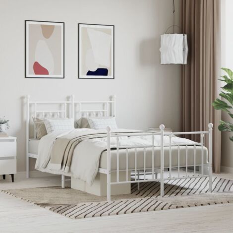 vidaXL Giroletto con Testiera e Pediera Metallo Bianco 135x190 cm (1/5)