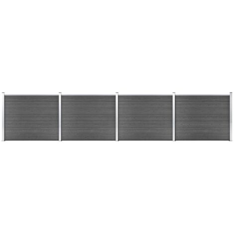 vidaXL Set Pannelli di Recinzione in WPC 699x146 cm Nero