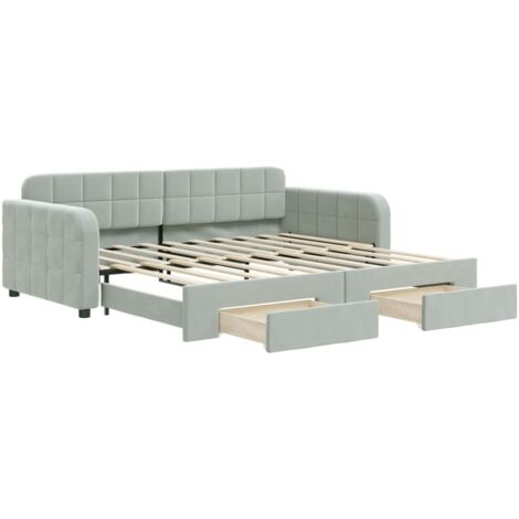 vidaXL Divano Letto Estraibile Cassetti Grigio Chiaro 90x190cm Velluto