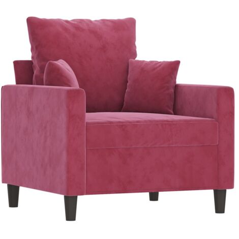 vidaXL Poltrona Rosso Vino 60 cm Velluto