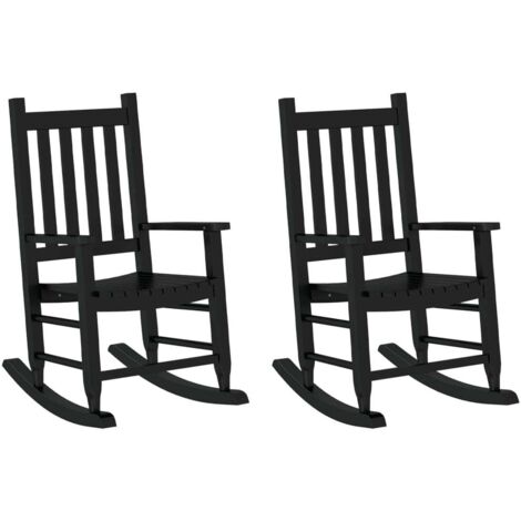 Sedie a Dondolo per Bambini 2 pz Nere Legno Massello di Pioppo vidaXL 678688