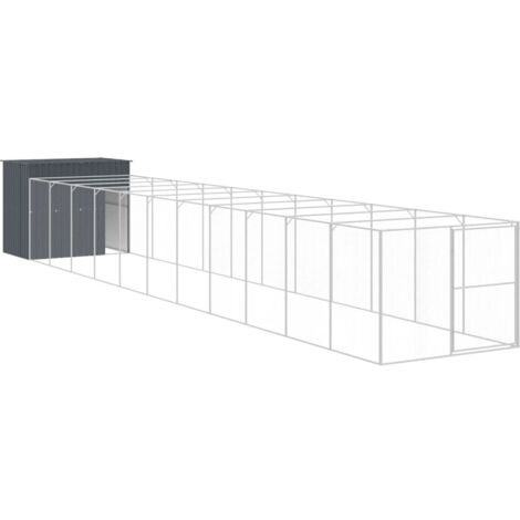 vidaXL Casetta Cani con Corsa Antracite 214x1273x181cm Acciaio Zincato