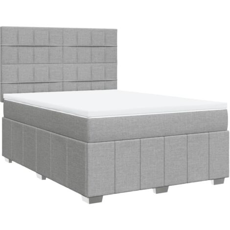 Giroletto a Molle con Materasso Grigio Chiaro 140x190cm Tessuto vidaXL