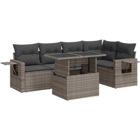 Set Divano da Giardino 6 pz con Cuscini Grigio in Polyrattan vidaXL (1/5)