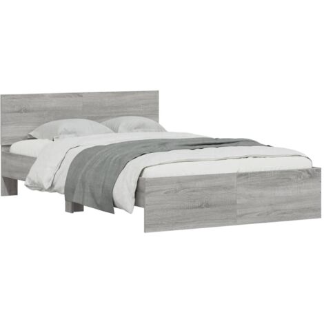 vidaXL Giroletto con Testiera e LED Grigio Sonoma 135x190 cm