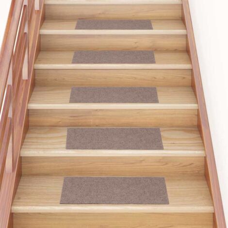 vidaXL Tappetini per scale autoadesivi 15 pz 60x25 cm marrone chiaro rettangolari