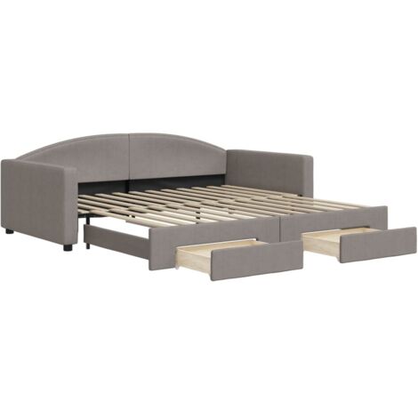 vidaXL Divano Letto Estraibile con Cassetti Tortora 100x200 cm Tessuto