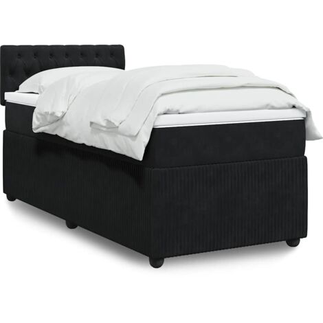 vidaXL Giroletto a Molle con Materasso Nero 80x200 cm in Velluto