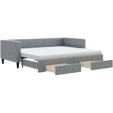 vidaXL Divano Letto Estraibile Cassetti Grigio Chiaro 90x190cm Tessuto