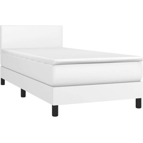 vidaXL Giroletto a Molle con Materasso Bianco 80x200 cm in Similpelle