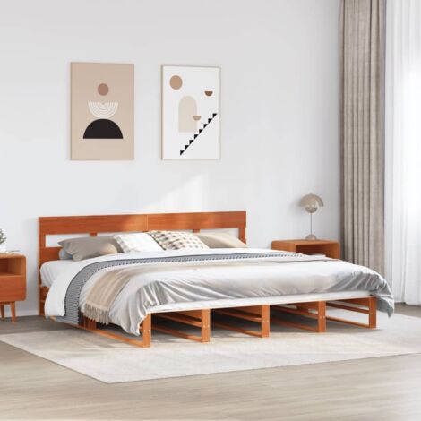 vidaXL Letto senza Materasso Marrone Cera 200x200 cm in Legno di Pino (1/5)