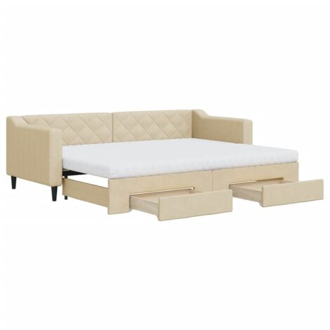 vidaXL Divano Letto Estraibile con Cassetti Crema 80x200 cm in Tessuto (1/5)
