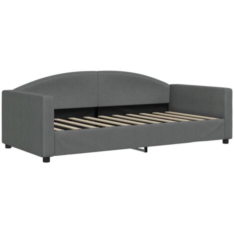 vidaXL Letto da Giorno Grigio Scuro 90x190 cm in Tessuto