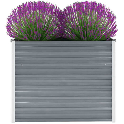vidaXL Letto Rialzato Giardino in Acciaio Zincato 100x40x77 cm Grigio