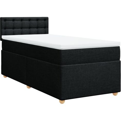 vidaXL Letto a Molle con Materasso Nero Singolo in Tessuto (1/5)