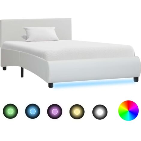 vidaXL Giroletto con LED senza Materasso Bianco in Similpelle 90x200cm