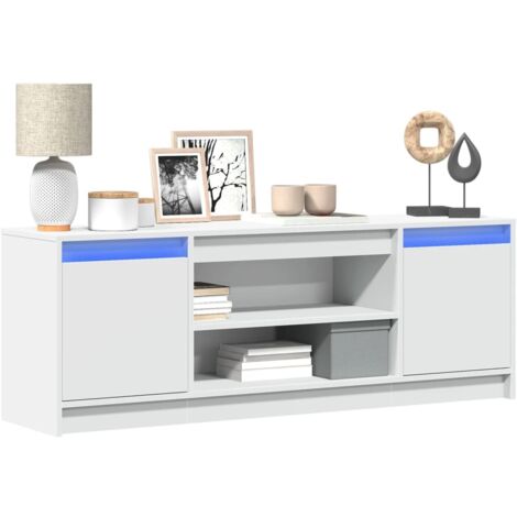 vidaXL Mobile Porta TV con LED Bianco 139,5x34x50 cm in Truciolato