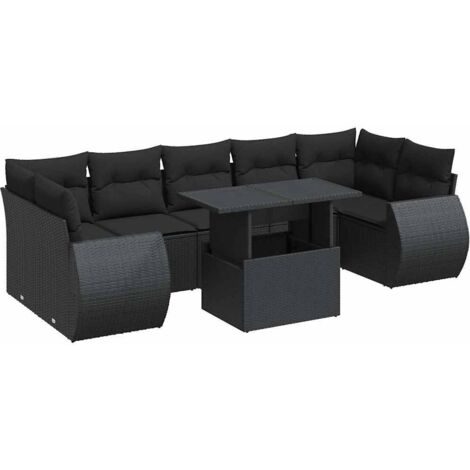 Set Divani da Giardino con Cuscini 8 pz Nero in Polyrattan vidaXL (1/5)