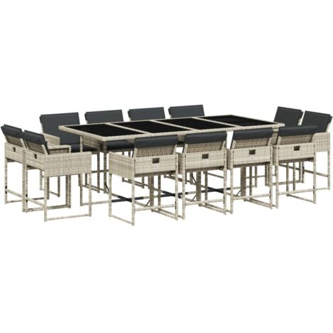 vidaXL Set da Pranzo da Giardino 13pz con Cuscini Grigio in Polyrattan