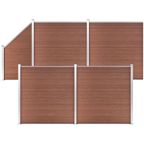 vidaXL Pannelli Recinzione 4 Quadrati 1 Inclinato 792x186cm Marrone
