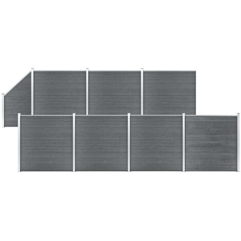 vidaXL Pannelli Recinzione WPC 7 Quadrati 1 Inclinato 1311x186cm Grigi