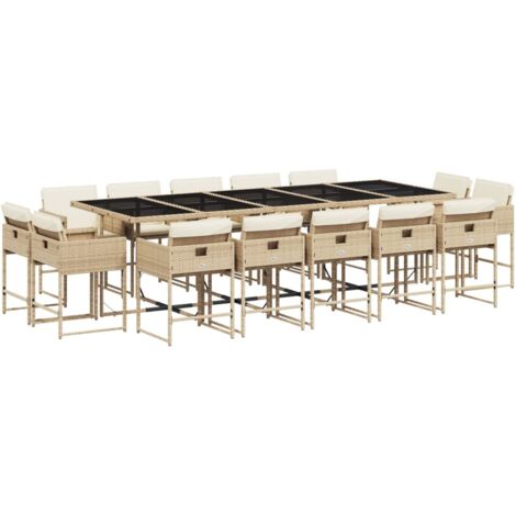 vidaXL Set da Pranzo da Giardino 15 pz con Cuscini Beige in Polyrattan