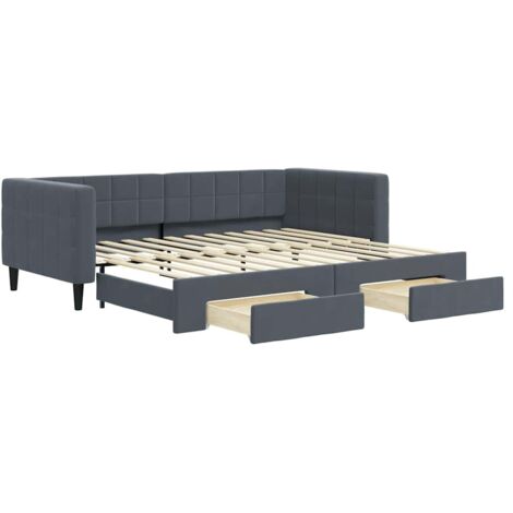 vidaXL Divano Letto Estraibile Cassetti Grigio Scuro 90x200cm Velluto (1/5)
