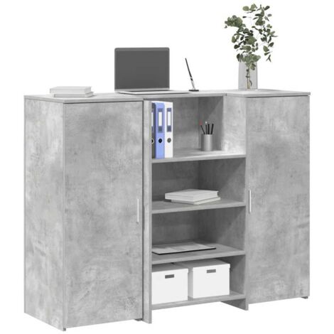 Banco Reception Grigio Cemento 135x50x103,5cm Legno Multistrato 489782