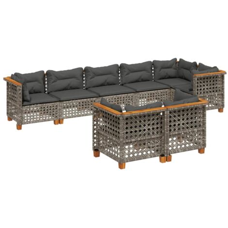 vidaXL Set Divano da Giardino 8 pz con Cuscini Grigio in Polyrattan (1/5)